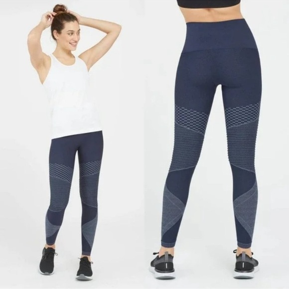 SPANX Midnight Blue and Charcoal Leggings - Picture 1 of 4